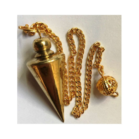 Péndulo Forma Cono Metal Dorado de 3 cm con Cadena