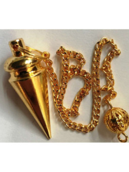 Péndulo Cono Fino Metal Dorado de 3 cm con Cadena