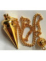 Péndulo Cono Fino Metal Dorado de 3 cm con Cadena