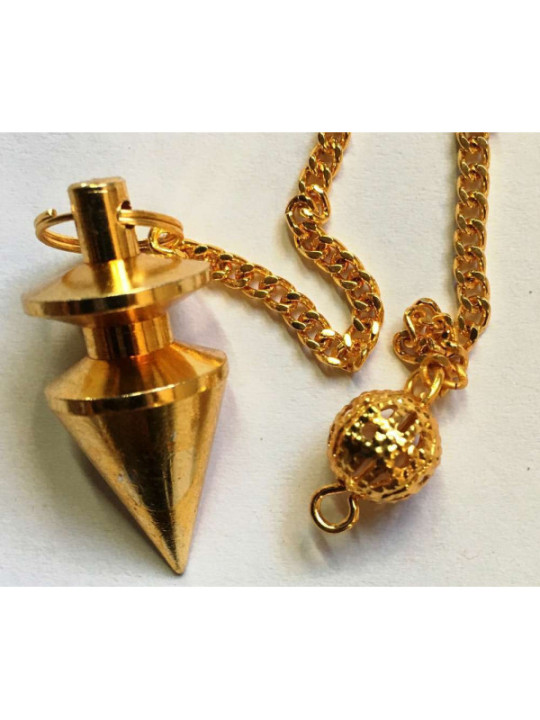 Péndulo Cono Metal Dorado de 2 cm con Cadena