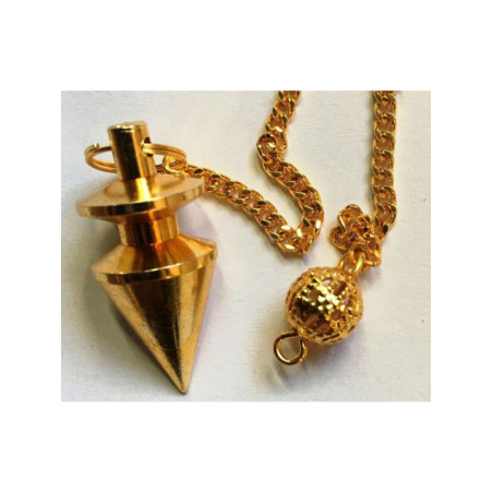 Péndulo Cono Metal Dorado de 2 cm con Cadena