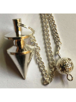 Péndulo Cono Metal Plateado de 2 cm con Cadena