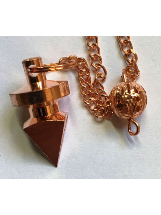 Péndulo Cono Metal color bronce 4 caras de 2 cm con Cadena