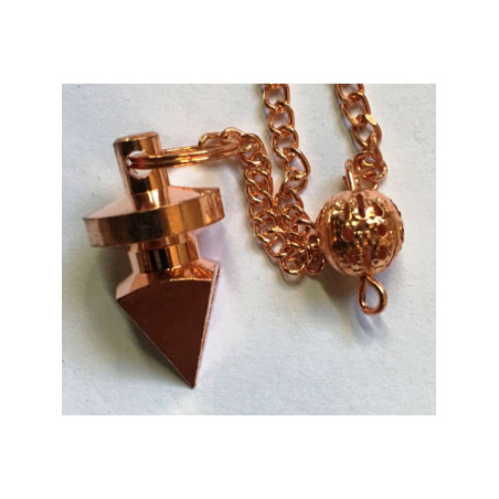 Péndulo Cono Metal color bronce 4 caras de 2 cm con Cadena