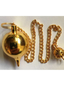 Péndulo Esfera Metal Dorado de 3 cm de Diámetro con Cadena