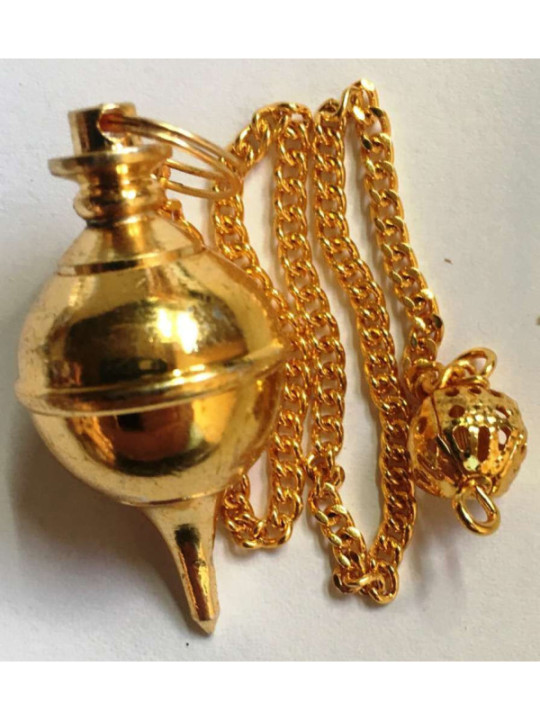 Péndulo Esfera Metal Dorado de 5 cm de Diámetro con Cadena