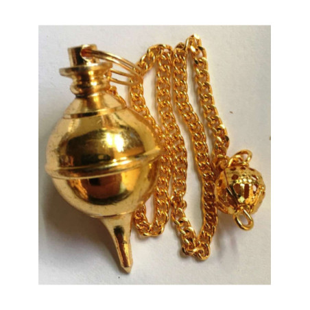 Péndulo Esfera Metal Dorado de 5 cm de Diámetro con Cadena