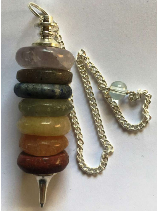 Péndulo Mineral Chakra Anillos con punta de metal, 5 cm