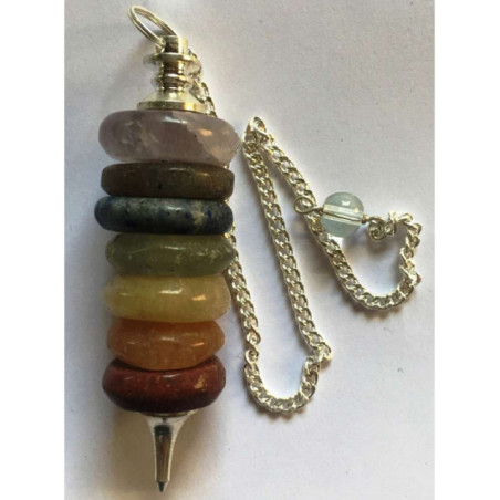 Péndulo Mineral Chakra Anillos con punta de metal, 5 cm