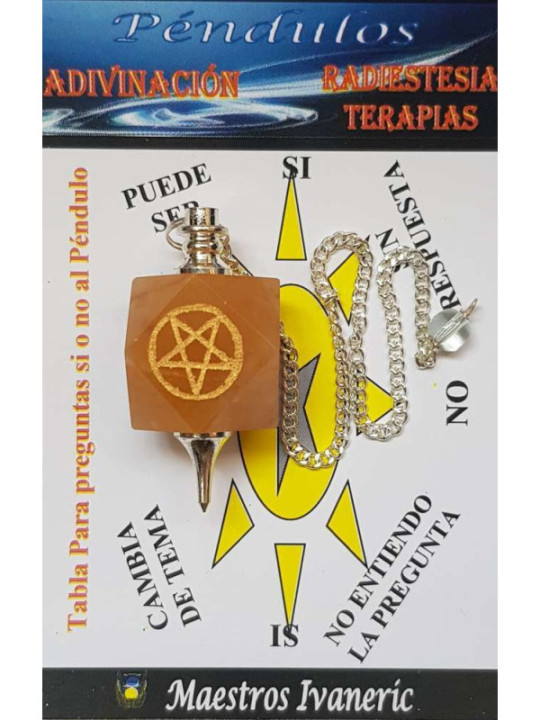 Péndulo Mineral Aventurina Naranja con Pentagrama