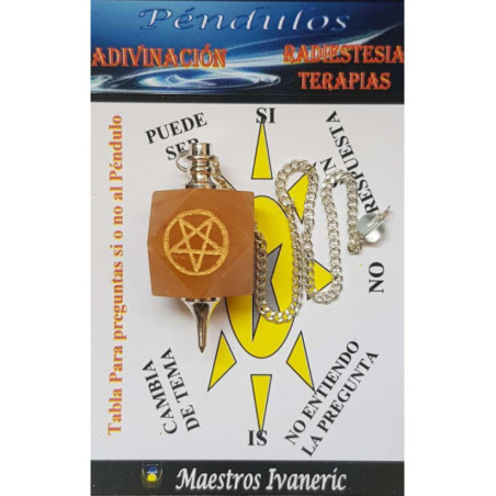 Péndulo Mineral Aventurina Naranja con Pentagrama