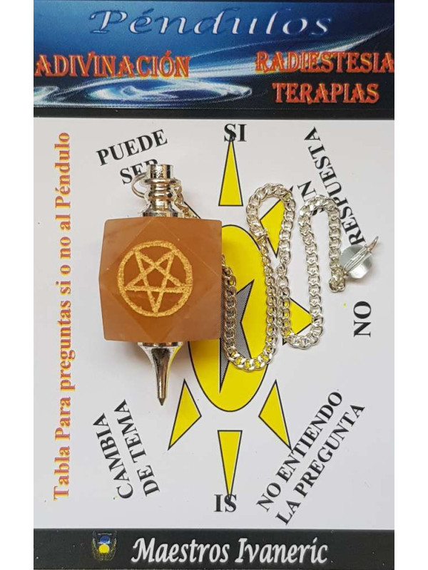 Péndulo Mineral Aventurina Naranja con Pentagrama