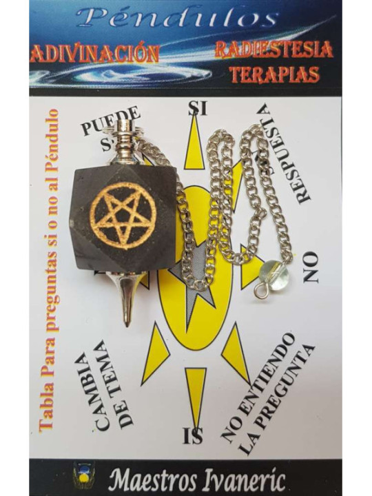 Péndulo Mineral Aventurina Azulada con Pentagrama