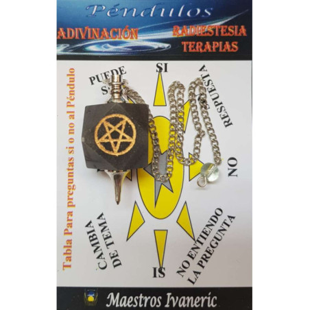 Péndulo Mineral Aventurina Azulada con Pentagrama