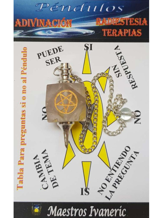 Péndulo Mineral Cuarzo Cristal con Pentagrama