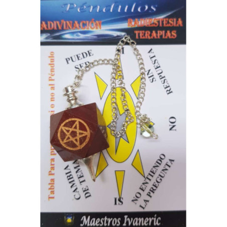 Péndulo Mineral Jaspe Rojo con Pentagrama