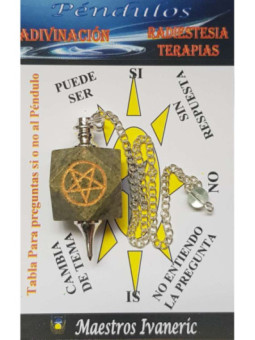 Péndulo Mineral Jaspe Verde con Pentagrama