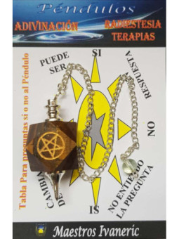 Péndulo Mineral Ojo de Tigre con Pentagrama