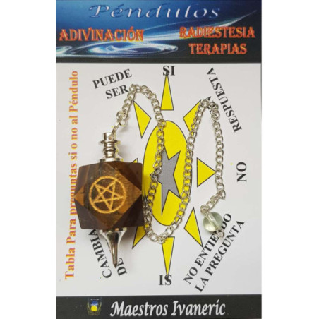 Péndulo Mineral Ojo de Tigre con Pentagrama