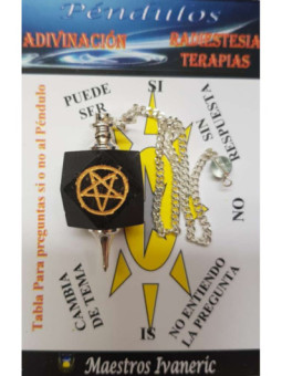 Péndulo Mineral Turmalina Negra con Pentagrama