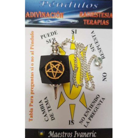 Péndulo Mineral Turmalina Negra con Pentagrama