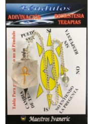Péndulo Mineral Cuarzo Cristal con Llave Ankh