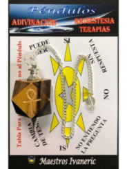 Péndulo Mineral Ojo Tigre con Llave Ankh