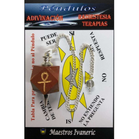 Péndulo Mineral Jaspe Rojo con Llave Ankh
