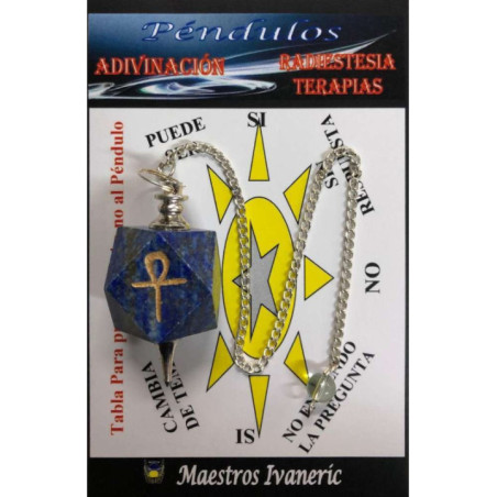 Péndulo Mineral Lapislazuli con Llave Ankh