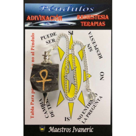 Péndulo Mineral Amatista con Llave Ankh