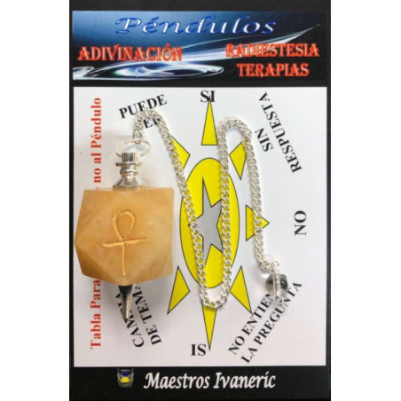 Péndulo Mineral Jaspe Amarillo con Llave Ankh