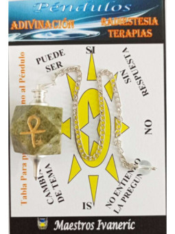 Péndulo Mineral Jaspe Verde con Llave Ankh