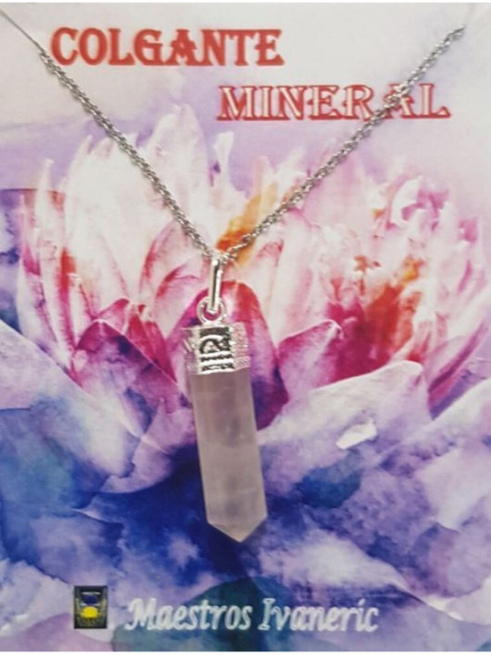 Colgante Punta de Mineral Cuarzo Rosa 3-4cm