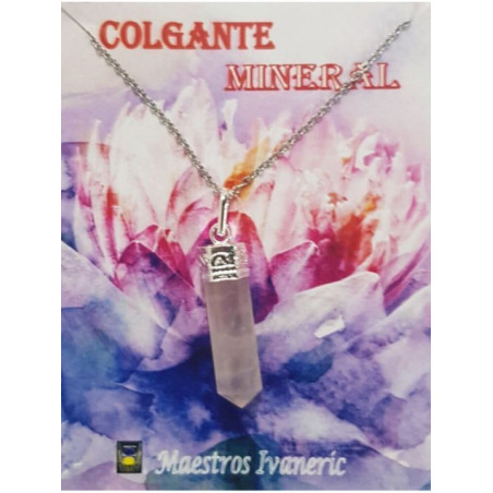 Colgante Punta de Mineral Cuarzo Rosa 3-4cm