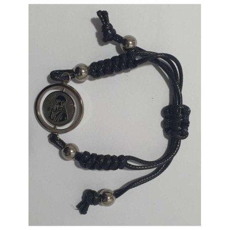 Pulsera Artesanal de Propósito San Benito, Ajustable hecha con Cuero