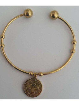 Pulsera Dorada de Acero Inoxidable Artesanal de Propósito San Benito