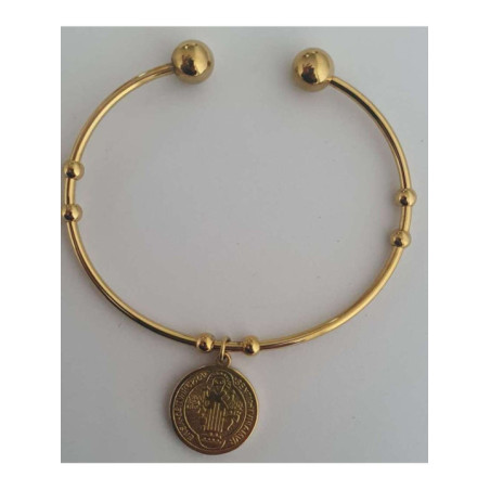 Pulsera Dorada de Acero Inoxidable Artesanal de Propósito San Benito