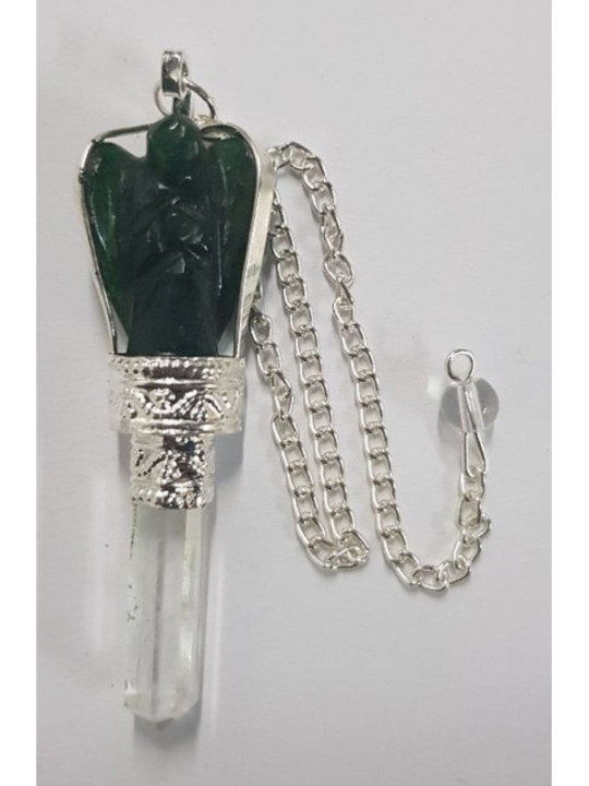 Péndulo Ángel Mineral Cuarzo Verde con Punta de Cuarzo 5 a 6cm