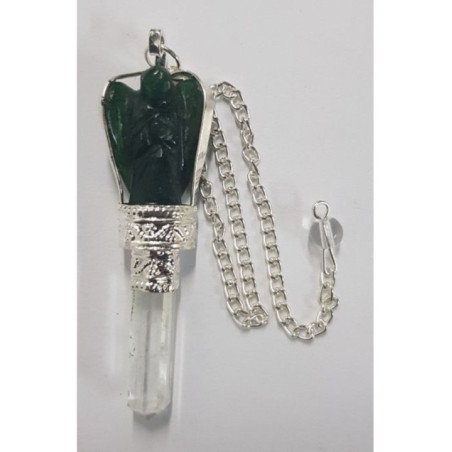 Péndulo Ángel Mineral Cuarzo Verde con Punta de Cuarzo 5 a 6cm