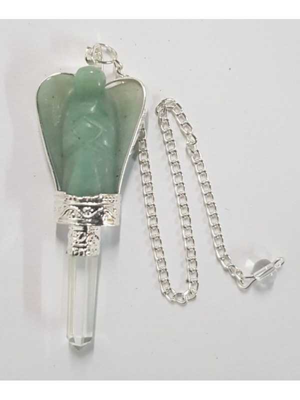 Péndulo Ángel Mineral Fluorita Verde con Punta de Cuarzo 5,5 a 6,5cm
