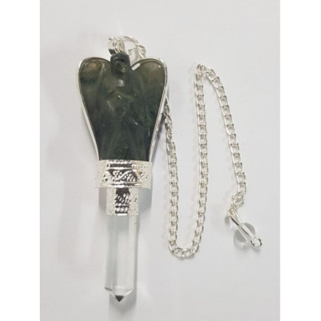 Péndulo Ángel Mineral Labrodita con Punta de Cuarzo 5,5 a 6,5cm
