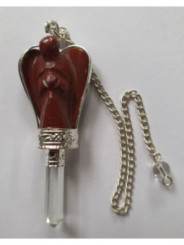 Péndulo Ángel Mineral Jaspe Rojo con Punta de Cuarzo 5,5 a 6,5cm