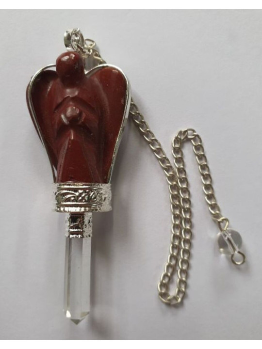 Péndulo Ángel Mineral Jaspe Rojo con Punta de Cuarzo 5,5 a 6,5cm