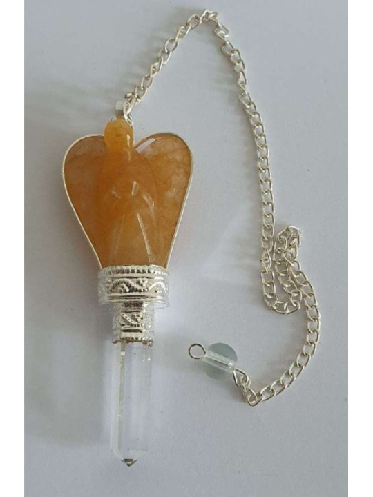 Péndulo Ángel Mineral Jaspe Amarillo con Punta de Cuarzo 5 a 6cm