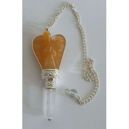 Péndulo Ángel Mineral Jaspe Amarillo con Punta de Cuarzo 5 a 6cm