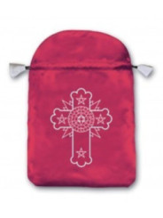 Bolsa Guarda Tarot Rosa Cruz. 22.5cm x 16cm