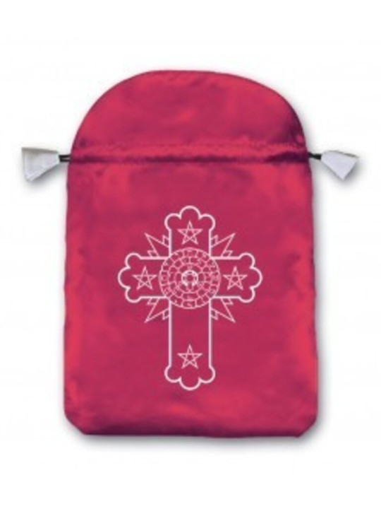 Bolsa Guarda Tarot Rosa Cruz. 22.5cm x 16cm