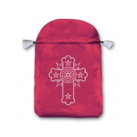 Bolsa Guarda Tarot Rosa Cruz. 22.5cm x 16cm