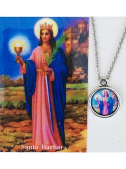 Medalla Esmaltada Santa Bárbara 14mm con Estampa