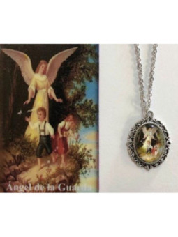 Medalla Esmaltada Ángel de la Guarda 14mm con Estampa